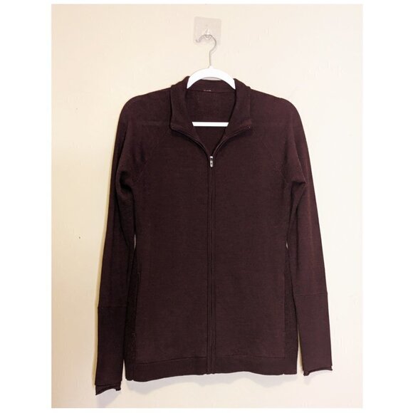Women's Burgundy Full-Zip Sweater - Picture 5 of 10